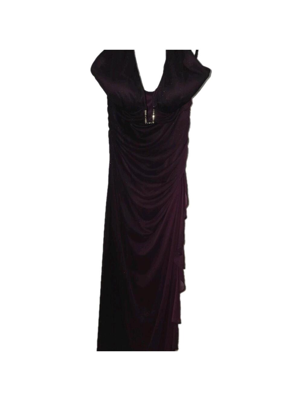 Betsy & Adam Purple Ombre Ruffle Halter Maxi Pencil Dress 12 Lined Bedazzled Y2k